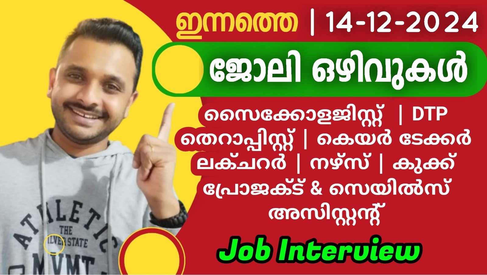 ഇന്നത്തെ ജോലി ഒഴിവുകള്‍ | 14-12-2024